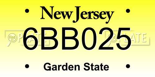 6BB025 New Jersey License Plate
