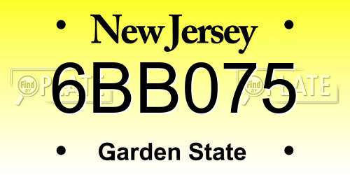 6BB075 New Jersey License Plate