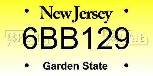 6BB129 New Jersey License Plate