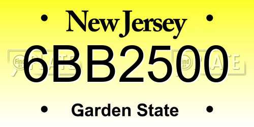 6BB2500 New Jersey License Plate