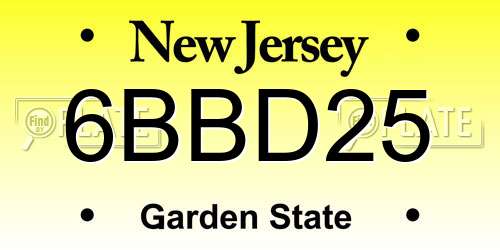 6BBD25 New Jersey License Plate