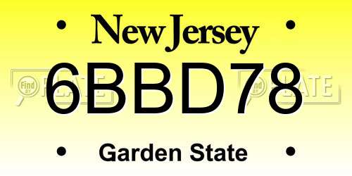 6BBD78 New Jersey License Plate