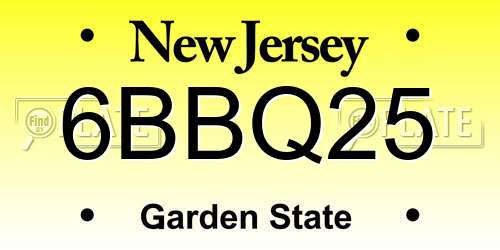 6BBQ25 New Jersey License Plate