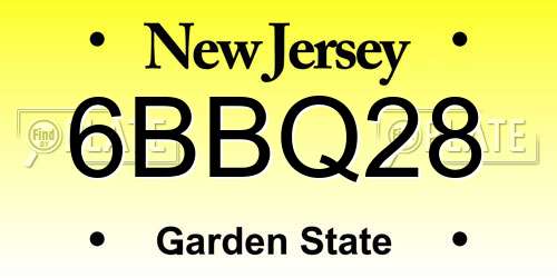 6BBQ28 New Jersey License Plate