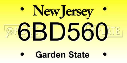 6BD560 New Jersey License Plate
