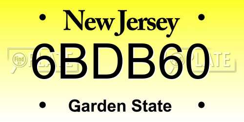 6BDB60 New Jersey License Plate