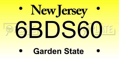 6BDS60 New Jersey License Plate