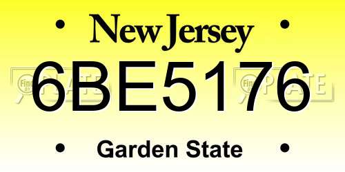 6BE5176 New Jersey License Plate