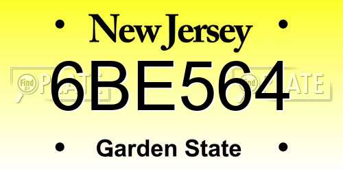 6BE564 New Jersey License Plate