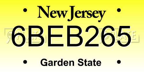 6BEB265 New Jersey License Plate