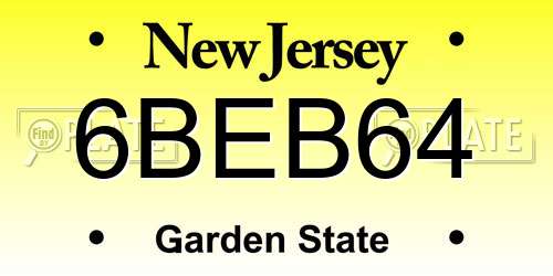 6BEB64 New Jersey License Plate