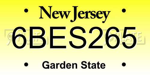 6BES265 New Jersey License Plate