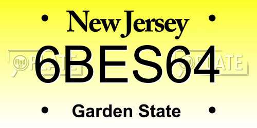 6BES64 New Jersey License Plate