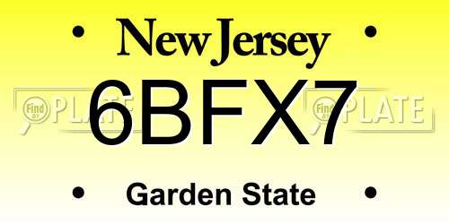 6BFX7 New Jersey License Plate