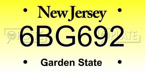 6BG692 New Jersey License Plate