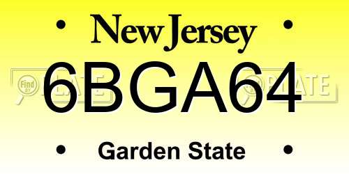 6BGA64 New Jersey License Plate