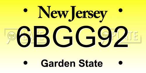 6BGG92 New Jersey License Plate