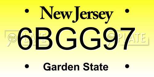 6BGG97 New Jersey License Plate