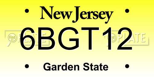 6BGT12 New Jersey License Plate