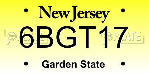 6BGT17 New Jersey License Plate