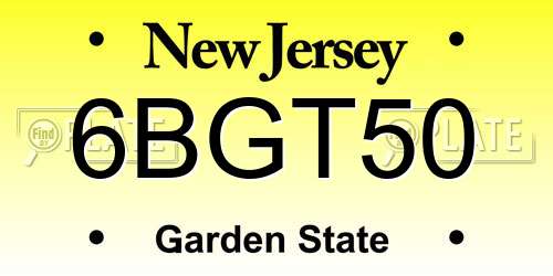 6BGT50 New Jersey License Plate