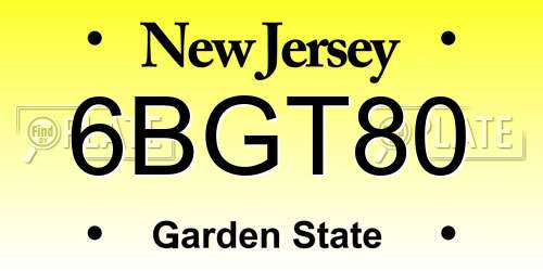 6BGT80 New Jersey License Plate