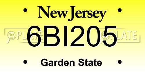 6BI205 New Jersey License Plate