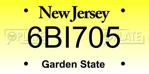 6BI705 New Jersey License Plate