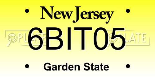 6BIT05 New Jersey License Plate