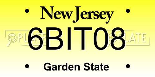 6BIT08 New Jersey License Plate