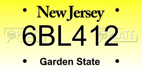 6BL412 New Jersey License Plate