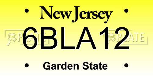 6BLA12 New Jersey License Plate