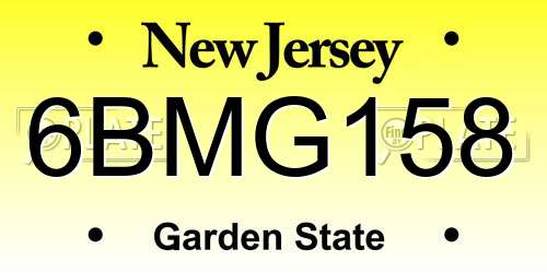 6BMG158 New Jersey License Plate