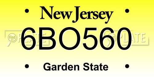 6BO560 New Jersey License Plate