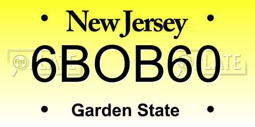 6BOB60 New Jersey License Plate