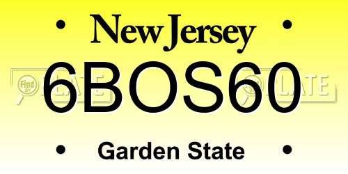 6BOS60 New Jersey License Plate