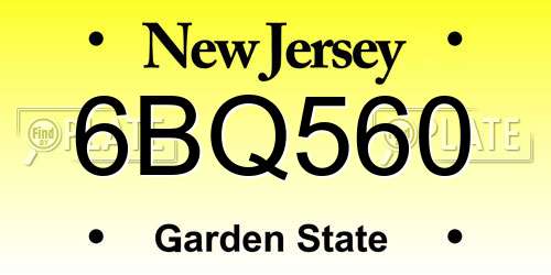 6BQ560 New Jersey License Plate