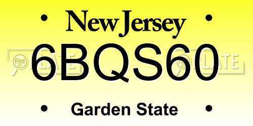 6BQS60 New Jersey License Plate