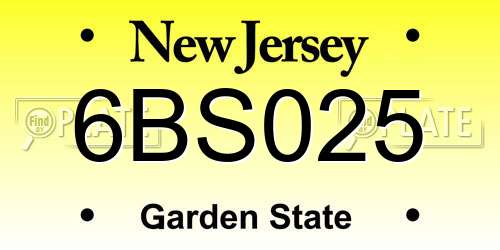 6BS025 New Jersey License Plate