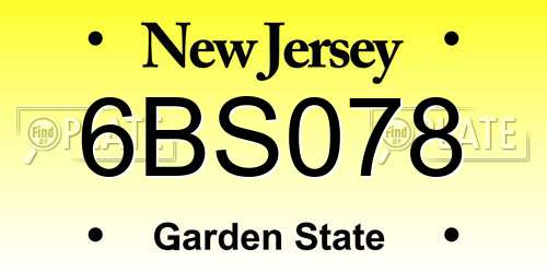 6BS078 New Jersey License Plate