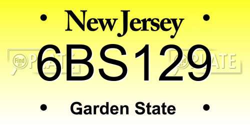 6BS129 New Jersey License Plate