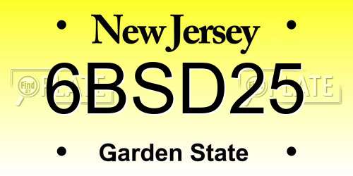 6BSD25 New Jersey License Plate