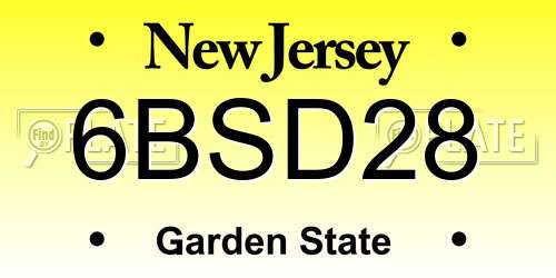 6BSD28 New Jersey License Plate