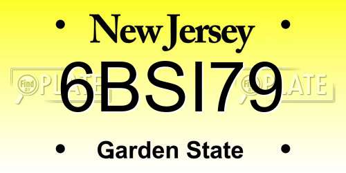 6BSI79 New Jersey License Plate