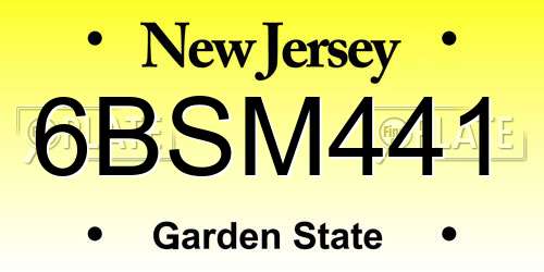 6BSM441 New Jersey License Plate
