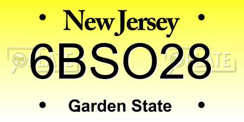 6BSO28 New Jersey License Plate
