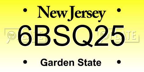6BSQ25 New Jersey License Plate