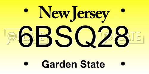 6BSQ28 New Jersey License Plate