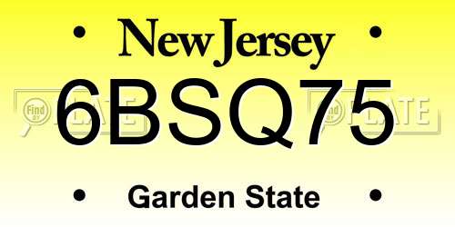 6BSQ75 New Jersey License Plate