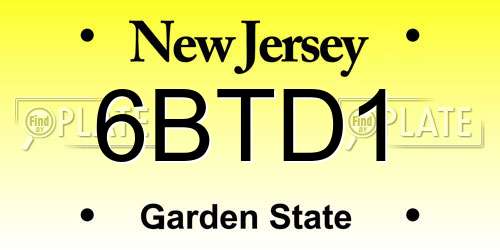 6BTD1 New Jersey License Plate